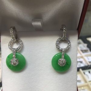 Jade and Swarovski crystal earrings